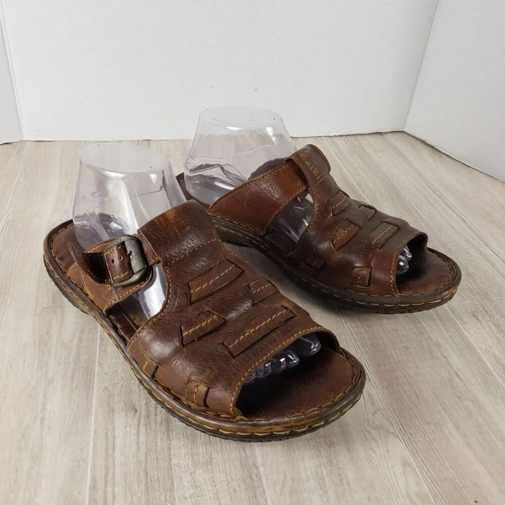 Born Murphy Fisherman Sandals Mens 10 Brown Leather Buckle Handcrafted Comfort